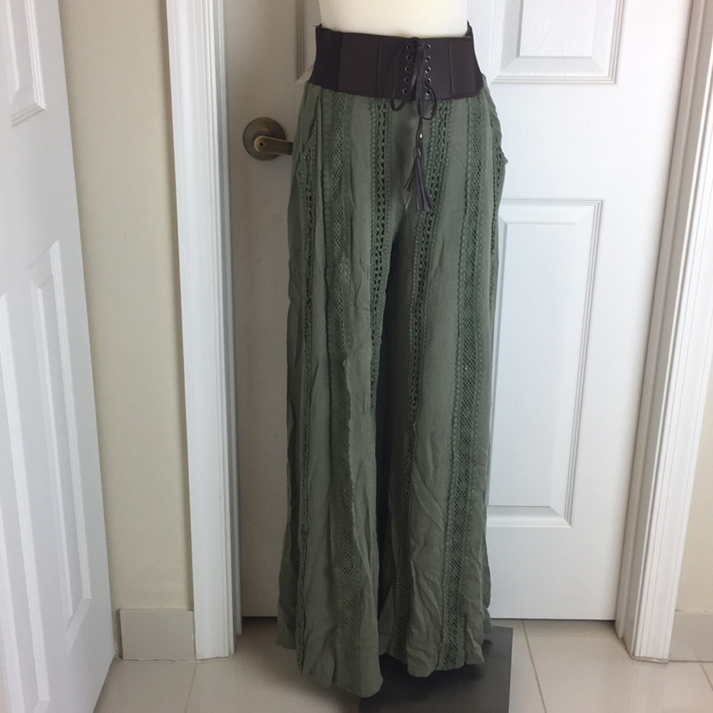 Bohemian Olive Lace Up Pants